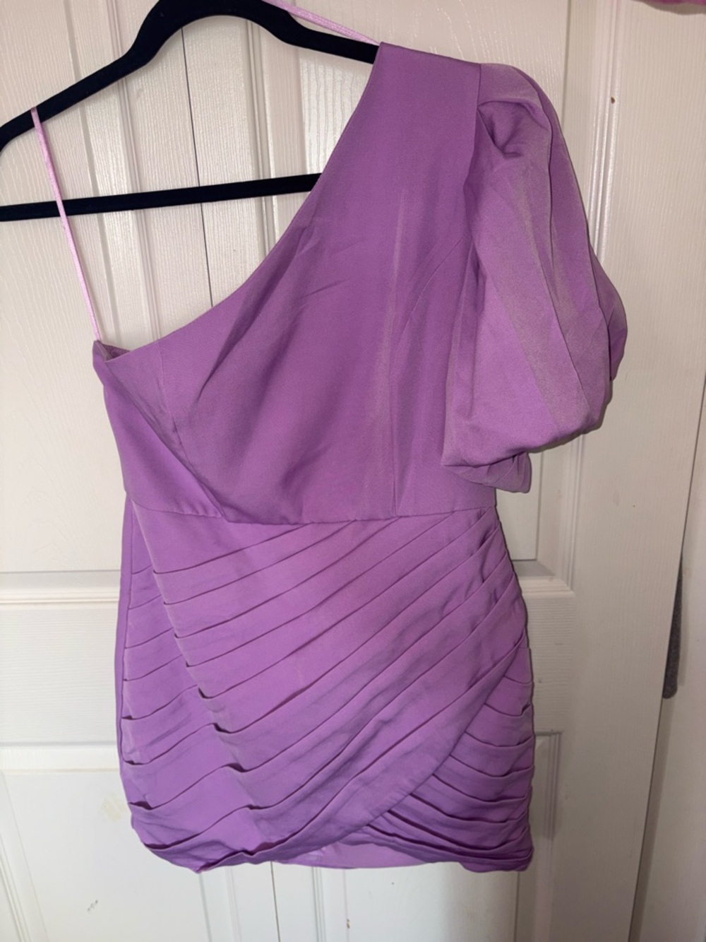 DO+BE Lavender One-Shoulder Pleated Mini Dress